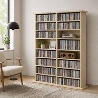 STILVORA Media Storage Unit with 12 Adjustable Shelves in Natural