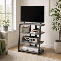 STILVORA HiFi Rack 4 Tier with Adjustable Shelves in Grey