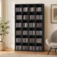 STILVORA CD Storage Unit with Adjustable Shelves in Black