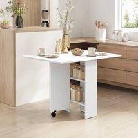 STILVORA Dining Table with Storage & Castor Wheels White