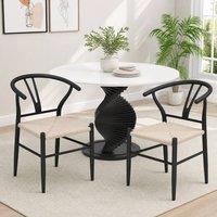 STILVORA Dining Chair Set of 2 with woven seat black