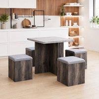 STILVORA Dining Set with Storage Engineered Wood in Brown