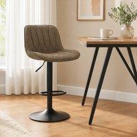STILVORA Bar Stool Set with adjustable height brown linen