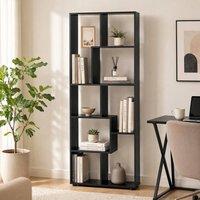 STILVORA 8-Shelf Bookcase with Melamine Surface in Black