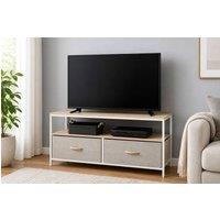 STILVORA TV Stand with 2 Drawers & Shelf in Natural