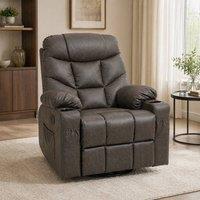 STILVORA Recliner Armchair with Swivel & Cup Holders Brown