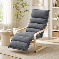 STILVORA Armchair with Adjustable Footrest in Grey Velvet