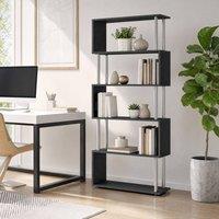 STILVORA 5 Tier Bookcase Room Divider Black