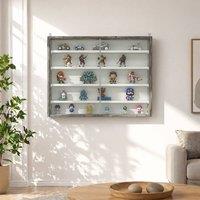 STILVORA Wall Display Cabinet with Adjustable Shelves & Glass Doors in Grey