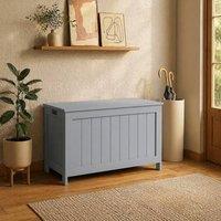 STILVORA Toy Box with Safety Hinges & Side Handles in Grey