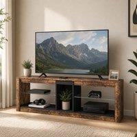 STILVORA 140 cm TV Stand with LED & Shelves Rustic Brown