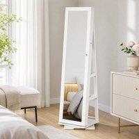 STILVORA Jewellery Cabinet with Full Length Mirror & Shelves in White