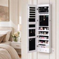 STILVORA Jewellery Cabinet with Mirror, LED Lights & Lock in White