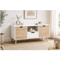 STILVORA TV Unit with 2 Cupboards & Drawer in Natural