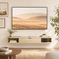STILVORA 120 cm Wall Mounted TV Unit with Flip Drawer in Natural