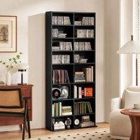STILVORA CD Storage Tower with 14 Adjustable Shelves Black