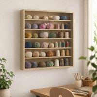 STILVORA Wall Mounted Display Cabinet with 6 Shelves in Oak in Light Oak