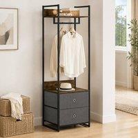 STILVORA Single Wardrobe with 2 Drawers & Garment Rail