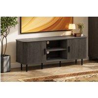STILVORA TV Stand with 2 Doors & Shelves in Grey