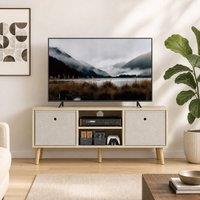 STILVORA 110 cm TV Stand with Foldable Drawers in Natural