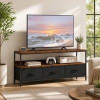 STILVORA TV Stand with 3 Drawers in Rustic Brown