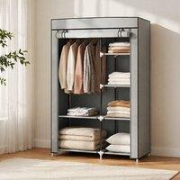 STILVORA Wardrobe with 6 Shelves & Hanging Rail in Grey