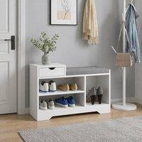 STILVORA Shoe Bench with Seat & Drawer in White