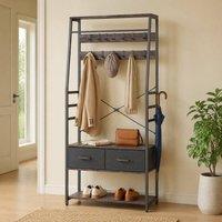 STILVORA Hallway Organiser with Shoe Storage & 10 Hooks in Grey