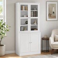 STILVORA Display Cabinet with Adjustable Shelves & Glass Doors in White