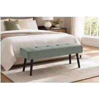 STILVORA 100 cm Bench with Tufted Top & Steel Legs in Green