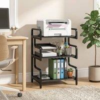 STILVORA Printer Stand 3 Tier with Storage Shelves in Black