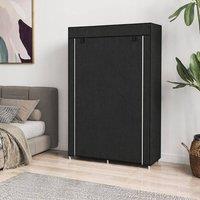 STILVORA Wardrobe with 6 Shelves & Hanging Rail Black