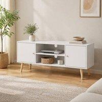 STILVORA TV Stand with 2 Doors & Shelves 120 cm White