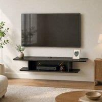 STILVORA Floating TV Unit with Shelves Black