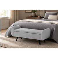 STILVORA Storage Ottoman with Arms & Storage in Dark Grey Linen
