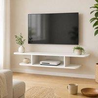 STILVORA 105 cm Wall Mounted TV Unit with Shelves in White