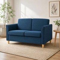 STILVORA 2 Seater Sofa with Wood Legs Blue