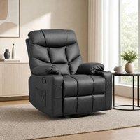STILVORA Recliner Armchair with Swivel & Cup Holders in Black