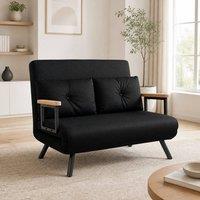 STILVORA Double Sofa Bed with Five-Position Back in Black Velvet