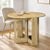 STILVORA Dining Table with Drop Leaf Storage Oak in Light Oak