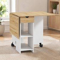 STILVORA Dining Table with Storage & Drop Leaf Oak in Light Oak