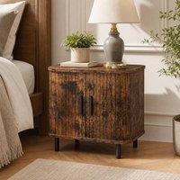 STILVORA Bedside Table with Sliding Doors in Rustic Brown