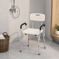 STILVORA Adjustable Shower Chair with Back & Armrests in White