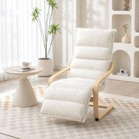 STILVORA Armchair with Adjustable Footrest in Cream Velvet