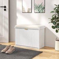STILVORA Shoe Bench with Six-Shoe Storage & Cushion Seat in White