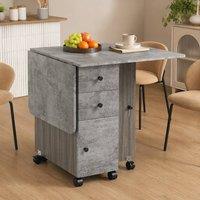 STILVORA Dining Table with Storage & Drop Leaf Design in Grey