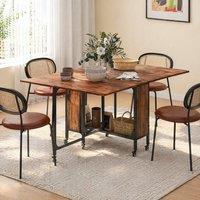 STILVORA Dining Table with Storage & Drop Leaf Rustic Brown
