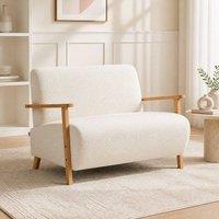 STILVORA 2 Seater Sofa with Rubberwood Frame in Cream