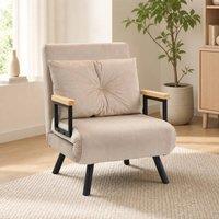 STILVORA Single Chair Bed 4-in-1 Beige Velvet