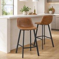 STILVORA Bar Stools Set of 2 with steel frame brown